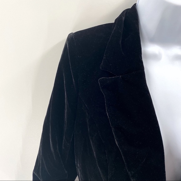 3/$30 XOXO Black Crushed Velvet One Button Blazer Sz L - Picture 5 of 9